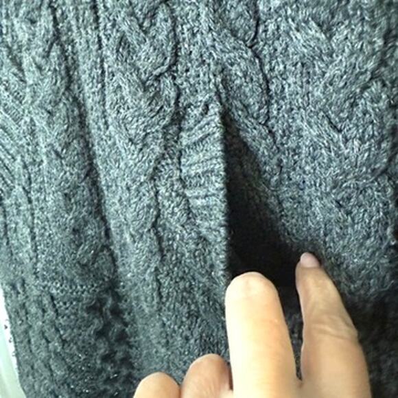 Aran Crafts Wool Hoodie Cardigan Coat Charcoal Cable Knit Cottagecore XS Ireland - Picture 6 of 8